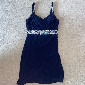 NWT Josh & Jazz Navy/Silver Rhinestone Gem Lightly Padded Dress: Size 9/10